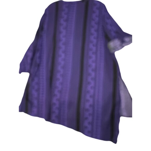 NWOT Romans 20W V-Neck Purple Black Geometric Print Tunic Top With 3/4 Roll Sle - Picture 6 of 12